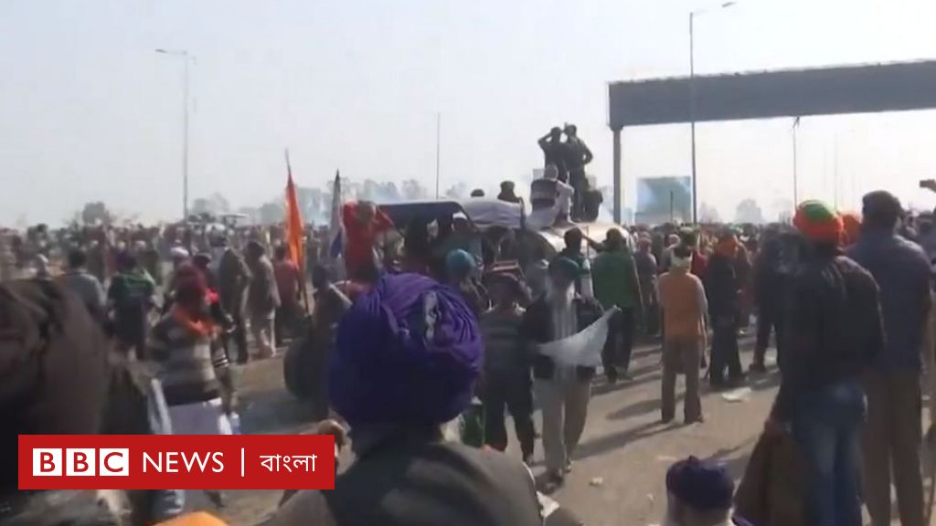 দ্বিতীয় দিনের মতো ‘দিল্লি চল’ অভিযানে ভারতের হাজারো কৃষক, ড্রোন থেকে ফেলা হচ্ছে টিয়ার শেল